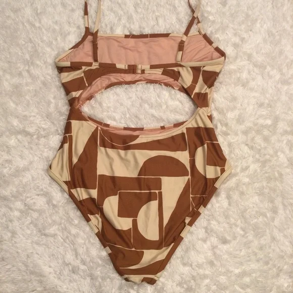 Madewell Brown and Cream One Piece Swimsuit - Picture 3 of 7